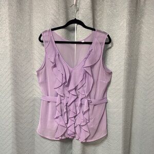 New York & Company Purple Ruffle Blouse